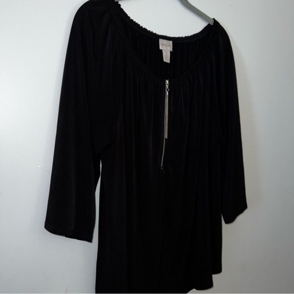 Chico's Black Ruched Relaxed Blouse
